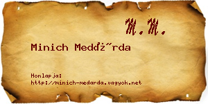 Minich Medárda névjegykártya
